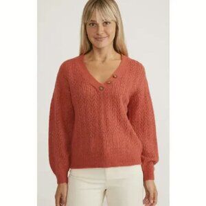 Marine Layer Lacy Knit Salmon/Rust Alpaca Sweater